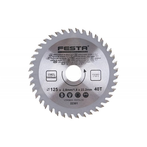 Körfűrészlap 125 mm Z40 vídiás sarokcsiszolóhoz FESTA