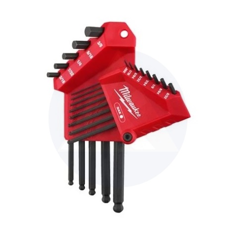 MILWAUKEE 4932493615 imbuszkulcs készlet 13 részes hosszú gömbvégű colos 0.5"-3/8"